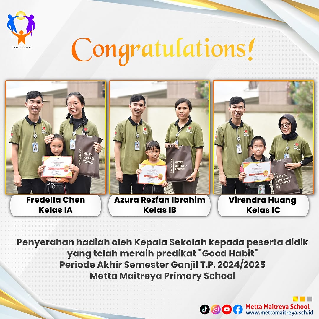 Penyerahan hadiah oleh Kepala Sekolah kepada peserta didik yang telah meraih predikat "Good Habit"  Periode Akhir Semester Ganjil T.P. 2024-2025